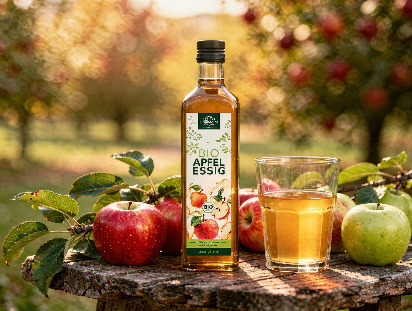 Organic Apple Vinegar  with mother of vinegar  unpasteurised  naturally cloudy  1000 g  from Unimedica