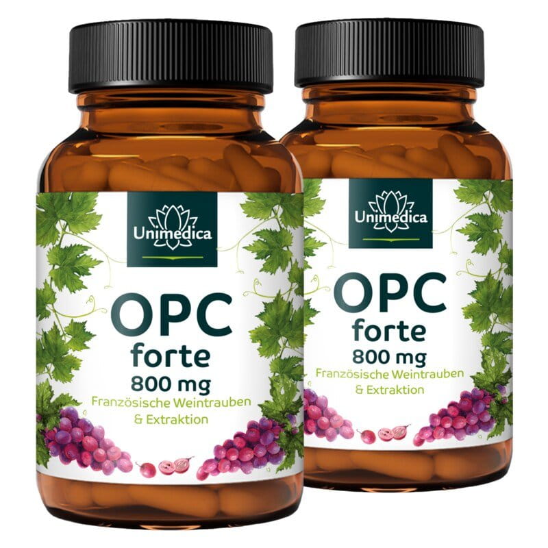 Set: OPC forte - 800 mg grape seed extract per daily dose - 2 x 180 capsules - from Unimedica