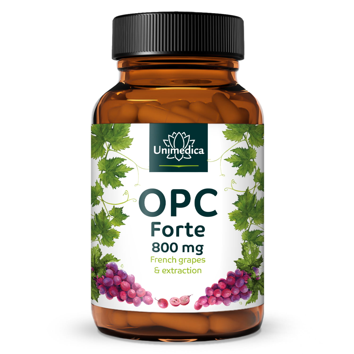 OPC forte  800 mg grapeseed extract per daily dose (2 capsules)  180 capsules  from water extraction  from Unimedica