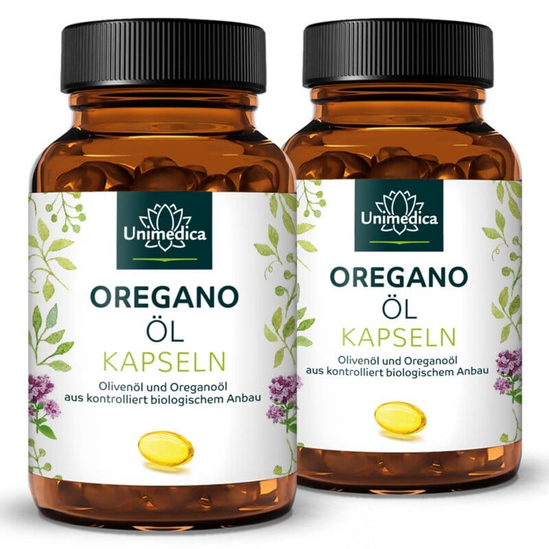 2er-Sparset: Oregano Öl - 135 mg pro Tagesdosis (1 Kapsel) - 2 x 60 Softgelkapseln - von Unimedica