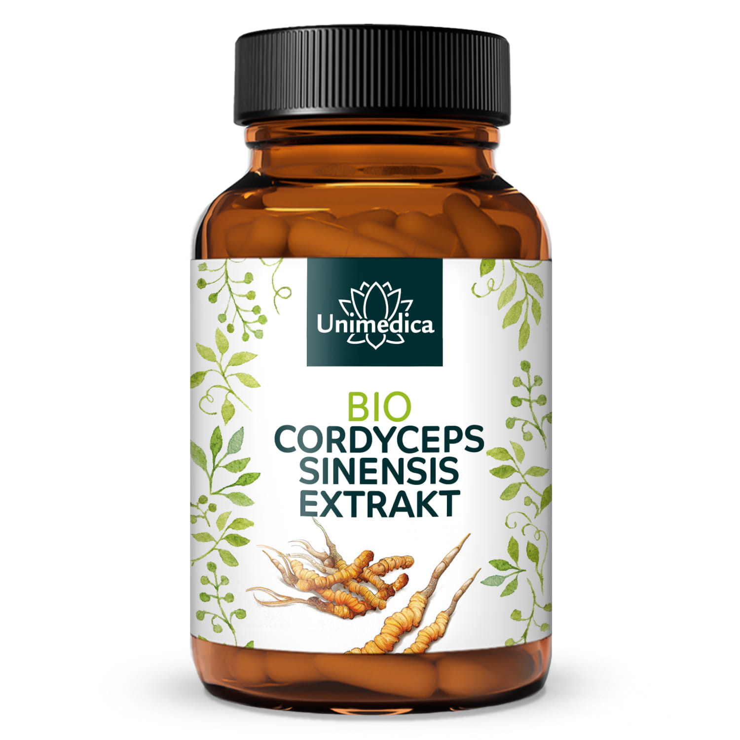Bio Cordyceps - 1000 mg pro Tagesdosis (2 Kapseln) - mit 30 % Polysacchariden - hochdosiert - 90 Kapseln - von Unimedica