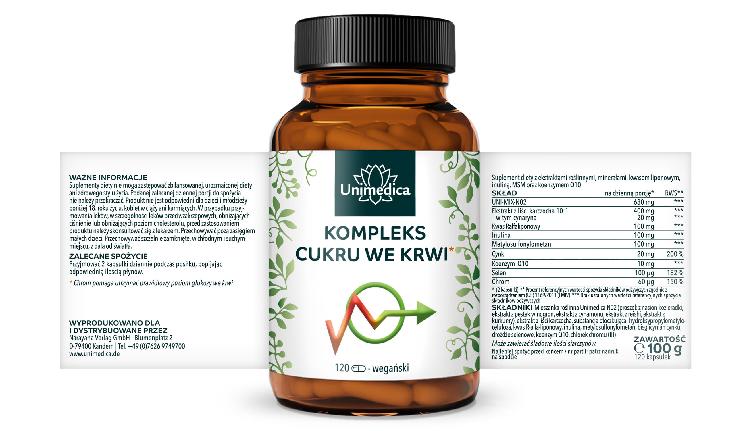 Kompleks na poziom cukru we krwi* - wegański - 120 kapsułek - od Unimedica