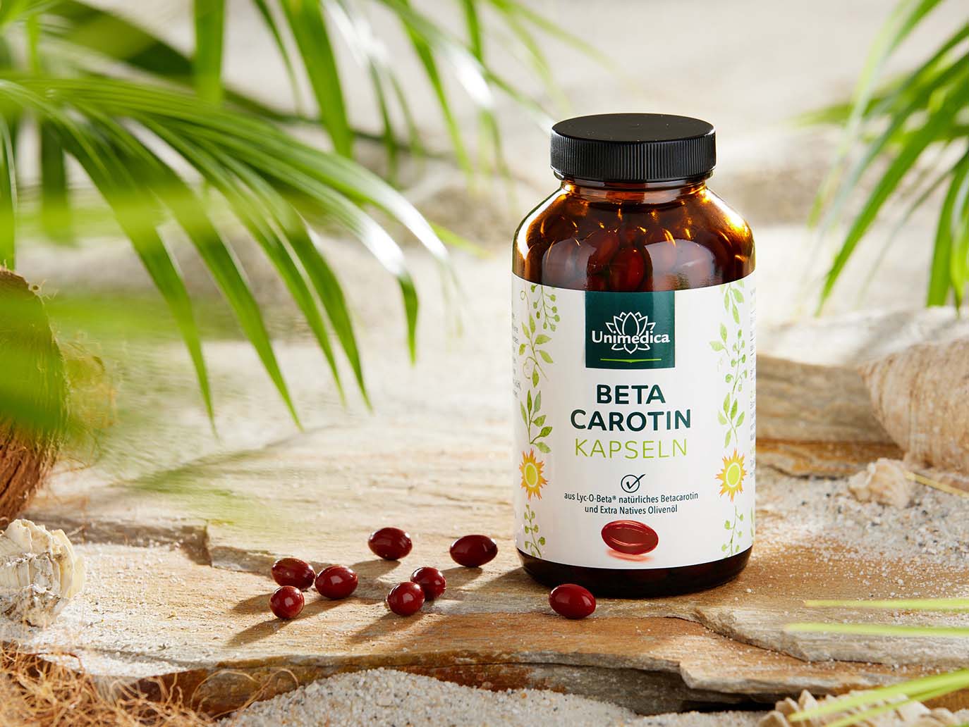 Beta-carotene - from Lyc-O-Beta® - 15 mg - 25,000 IU per daily dose (1 capsule) - 180 softgel capsules - from Unimedica