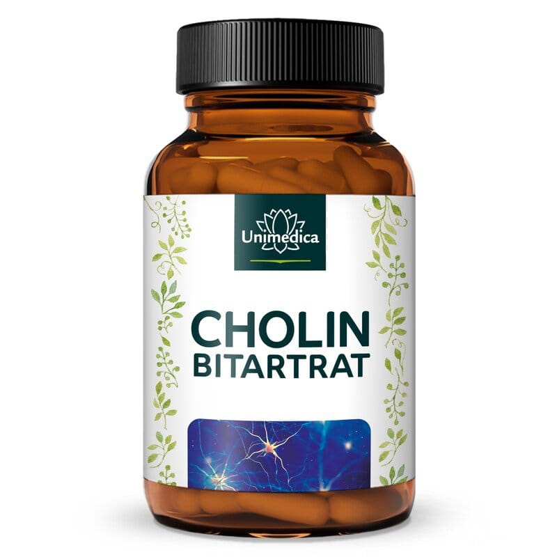 Cholin Bitartrat - 600 mg Cholin pro Tagesdosis (2 Kapseln) - 360 Kapseln - von Unimedica