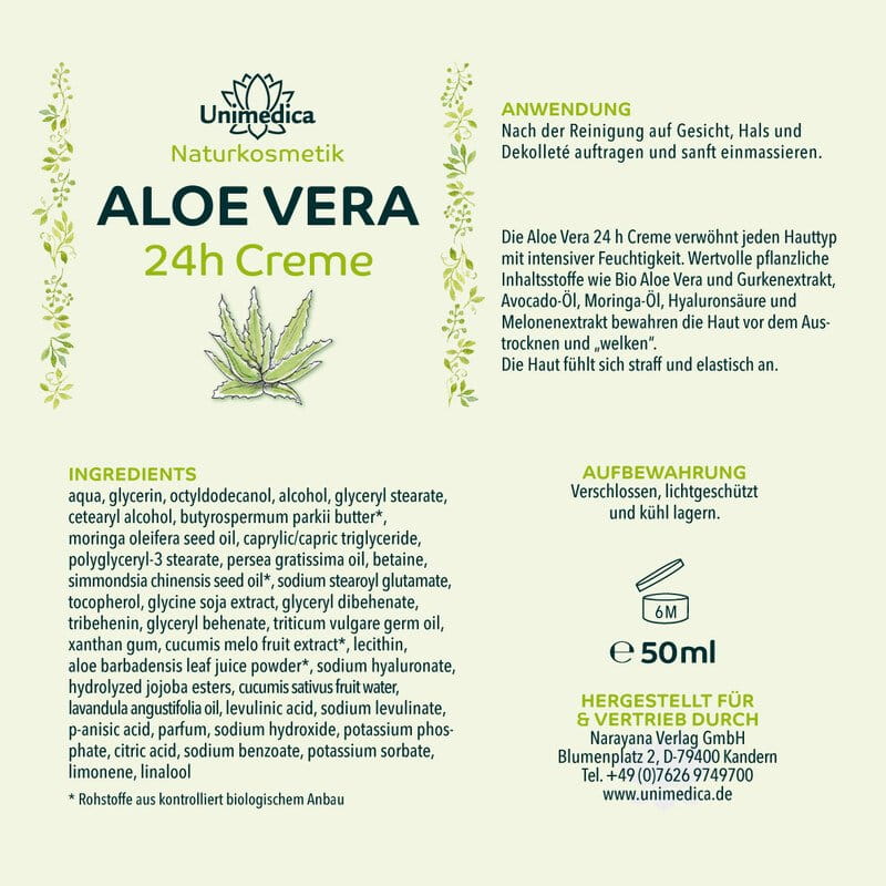 Lot de 3: Gel d'aloe vera + Crème 24h à l'aloe vera + Sérum hyaluronique - 200 ml + 50 ml + 100 ml - par Unimedica