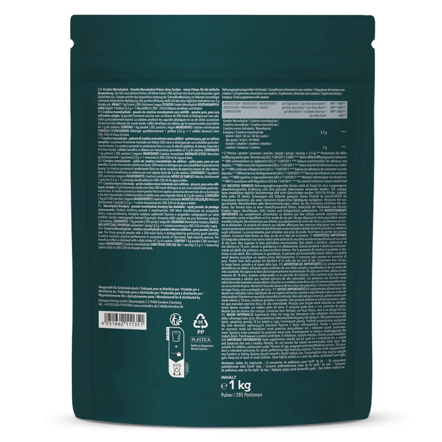 Creatine monohydrate ultra-pure - 1 kg