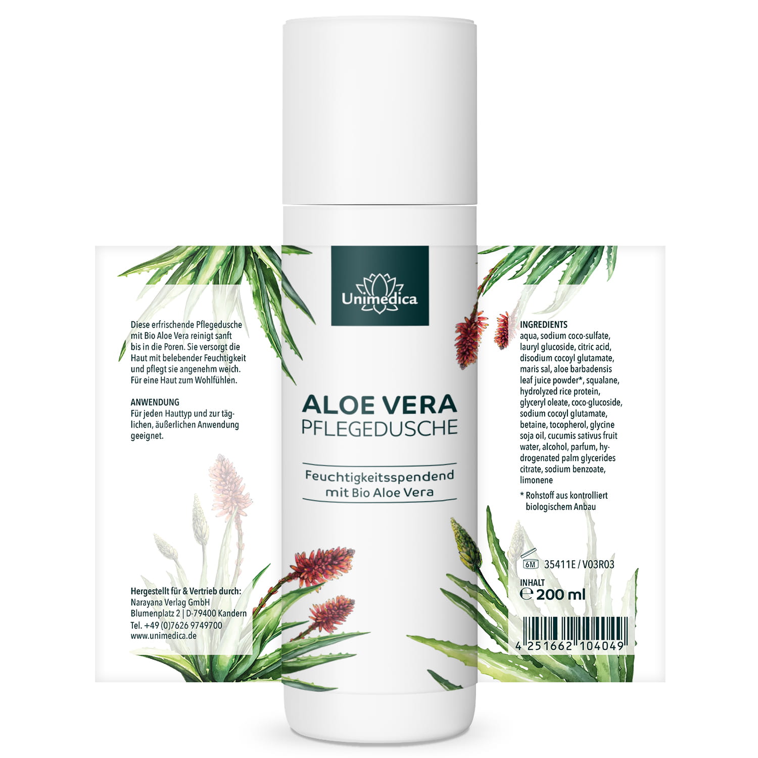 2er-Sparset: Aloe Vera Duschgel - 2 x 200 ml - von Unimedica
