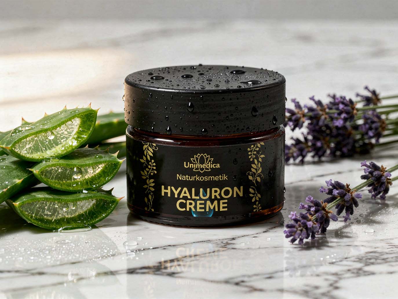 Crème à l'acide hyaluronique - au jus de feuilles d'aloe vera, à l'acide hyaluronique et à la lavande - 50 ml - par Unimedica