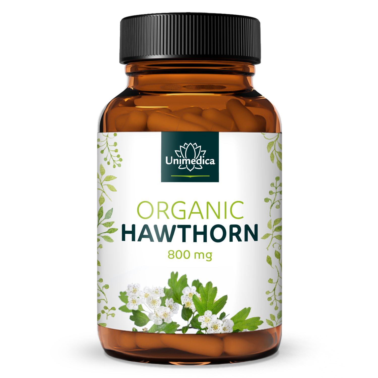Organic hawthorn - 800 mg per daily dose (2 capsules) - 200 capsules - from Unimedica