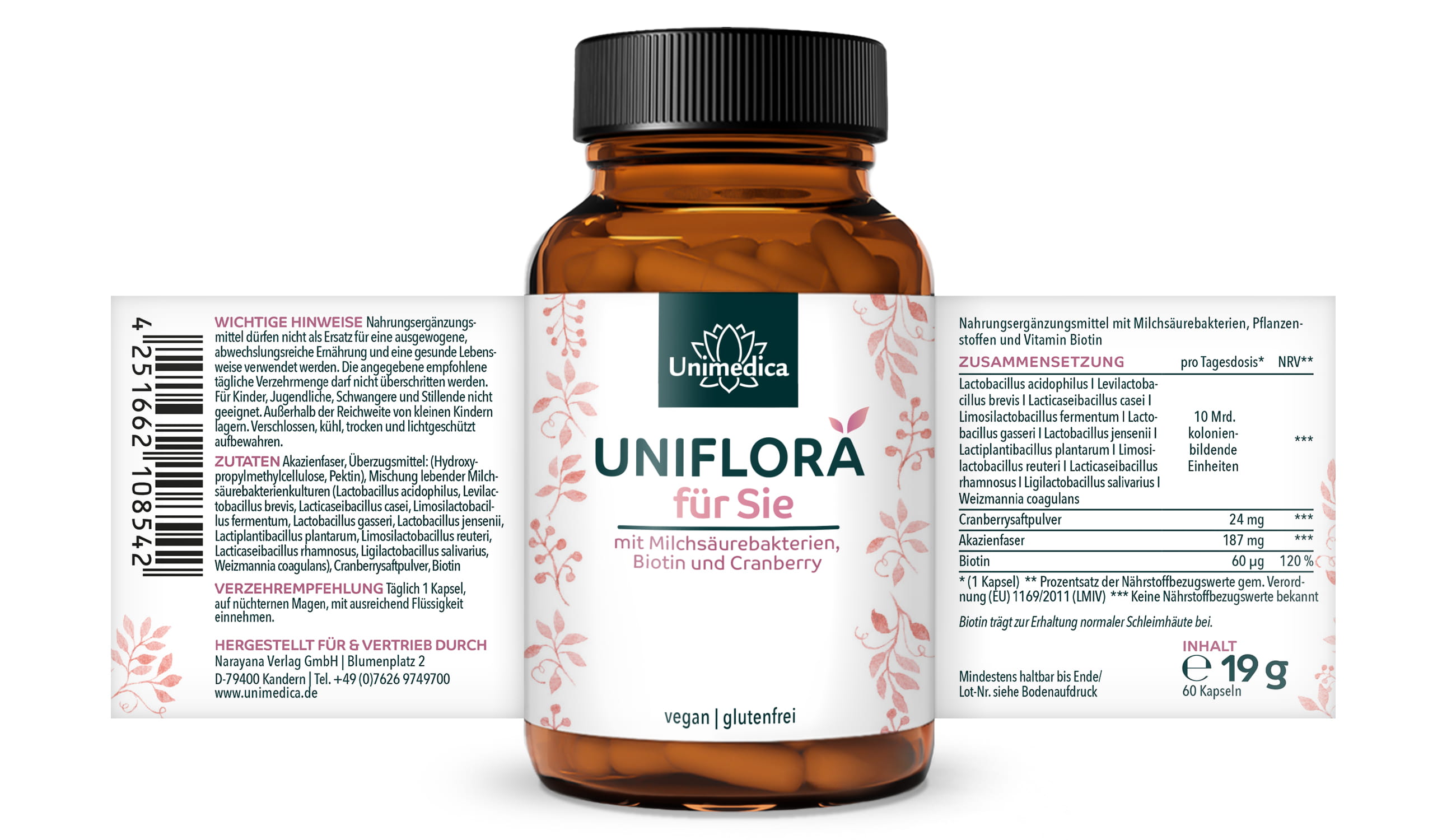 UNIFLORA für Sie - mit Biotin und Milchsäurebakterien - 60 Kapseln  von Unimedica