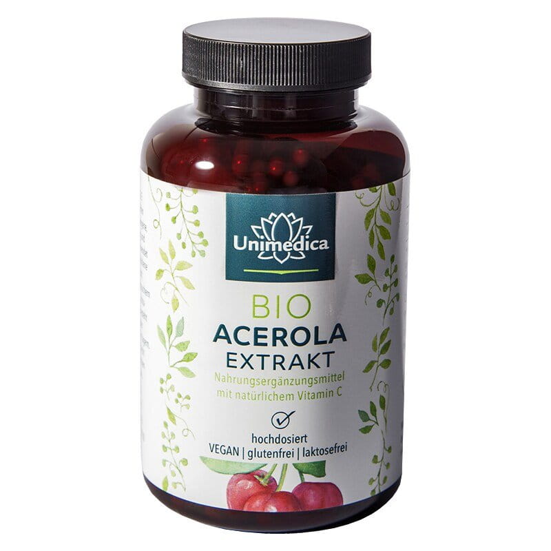 Acerola extract capsules - 180 capsules - 988 mg per daily dose - from Unimedica