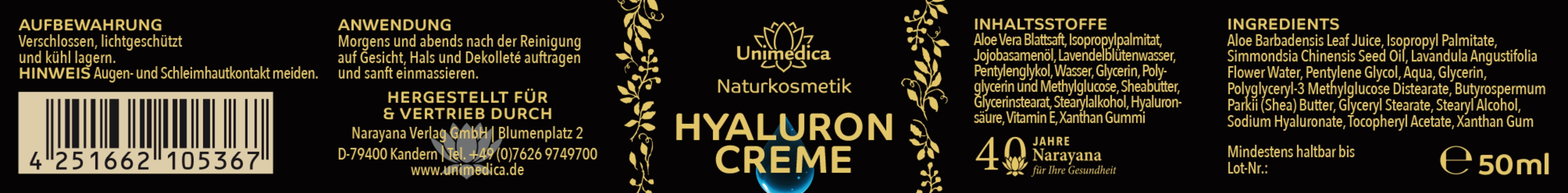Sparset: Hyaluron Serum Pure 100 ml + Hyaluron Creme 50 ml - von Unimedica