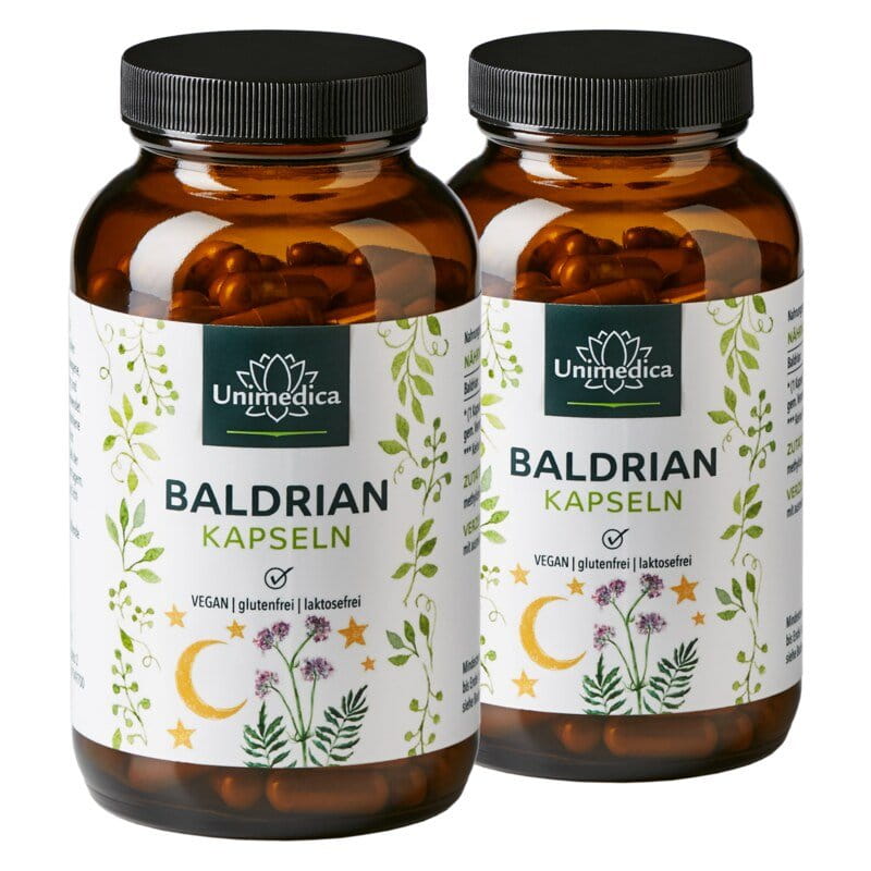2er-Sparset: Baldrian -  500 mg pro Tagesdosis (1 Kapsel) - 2 x 180 Kapseln - von Unimedica