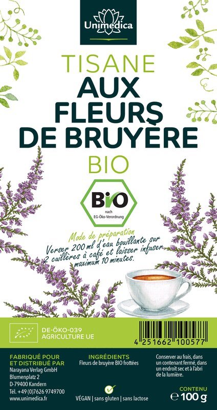 Infusion de fleur de bruyère bio (fleurs d'Erica) - 100 g - Unimedica
