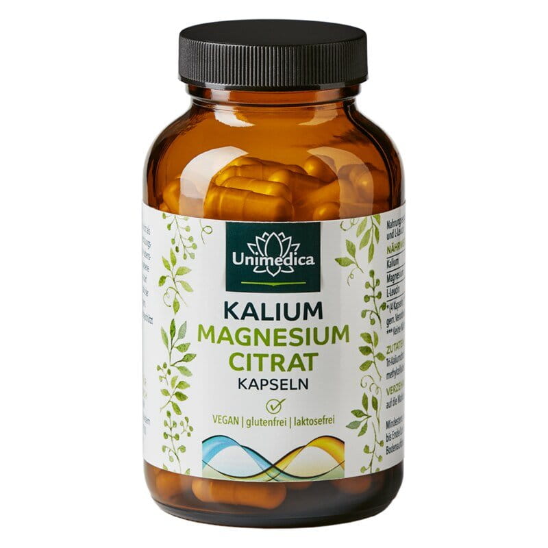 Magnesium Kalium Citrat - 900 mg Kalium und 240 mg Magnesium pro Tagesdosis (4 Kapseln) - 120 Kapseln - von Unimedica
