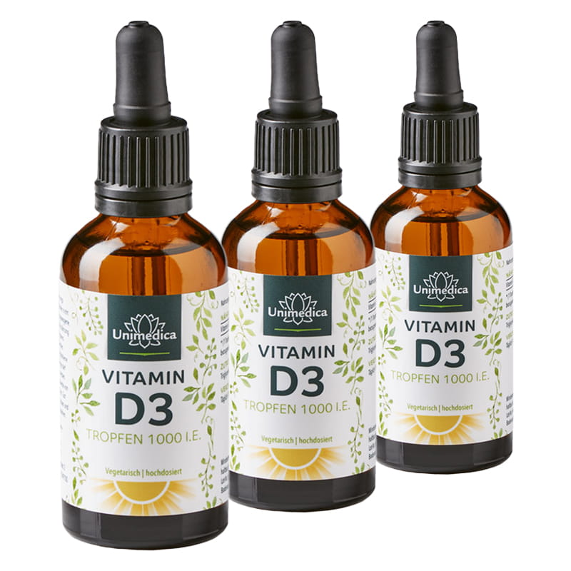 3er-Sparset: Vitamin D3 Tropfen - 1000 IE/25µg 50 ml - 3 x 50 ml - von Unimedica