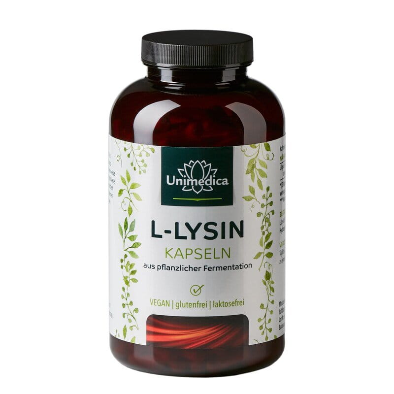 L-Lysine - 810 mg L-Lysine per daily dose (2 capsules) - 365 capsules - from Unimedica