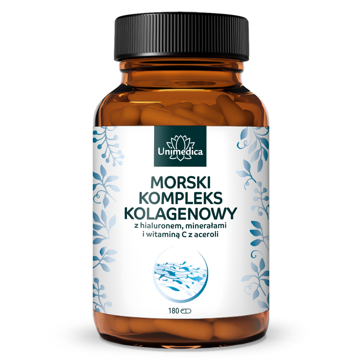 Kompleks kolagenu morskiego - z hialuronem, witaminami i minerałami - 180 kapsułek - od Unimedica