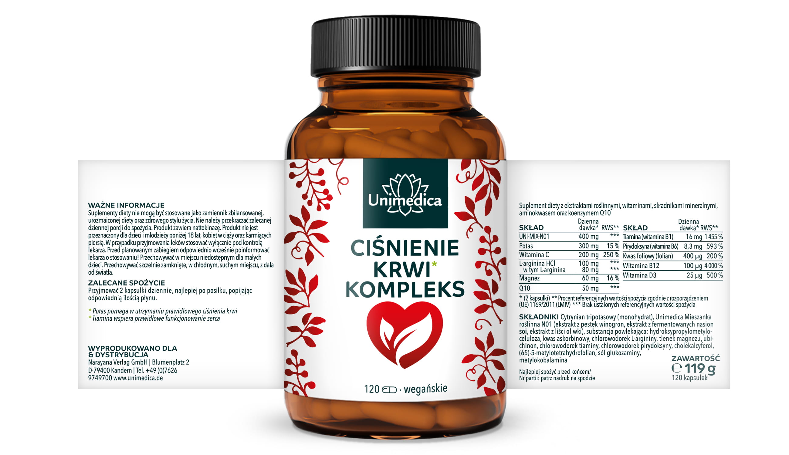 Kompleks na ciśnienie krwi* - wysokodawkowy - 120 kapsułek - od Unimedica
