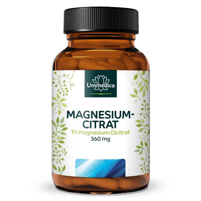 Magnesium Citrat - Tri-Magnesium-Dicitrat - 360 mg elementares Magnesium pro Tagesdosis (3 Kapseln) - 180 Kapseln - von Unimedica