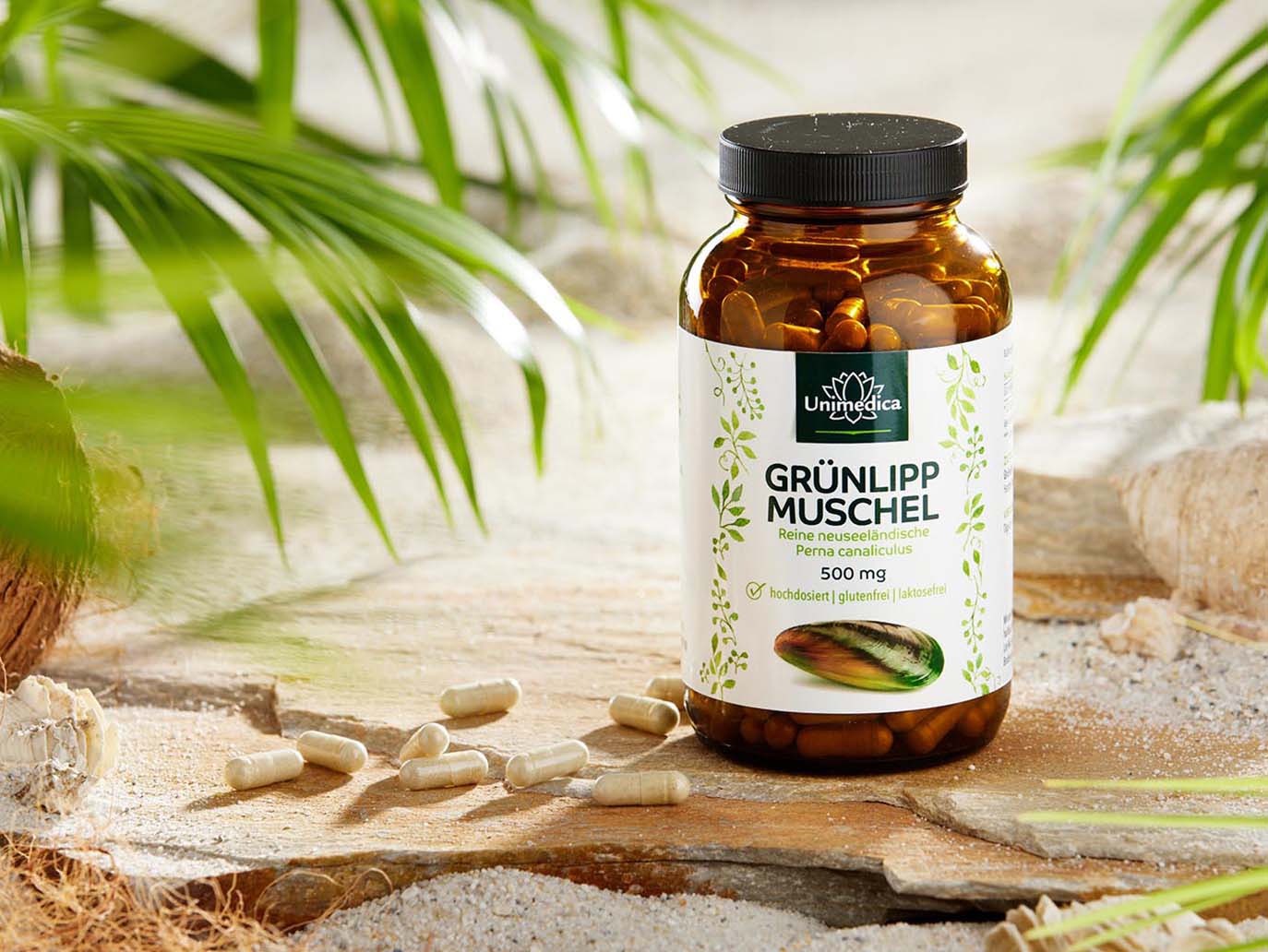 Grünlippmuschel - 1.500 mg pro Tagesdosis (3 Kapseln) - hochdosiert - 300 Kapseln - von Unimedica