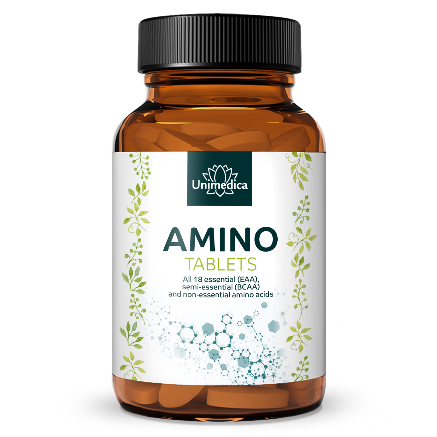 Amino Tablets - 500 tablets of 1000 mg each - 18 essential (EAA), semi-essential (BCAA) and non-essential amino acids
