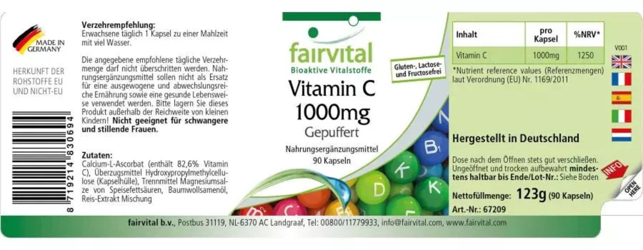 Vitamin C 1000 mg gepuffert - 123 g - 90 Kapseln