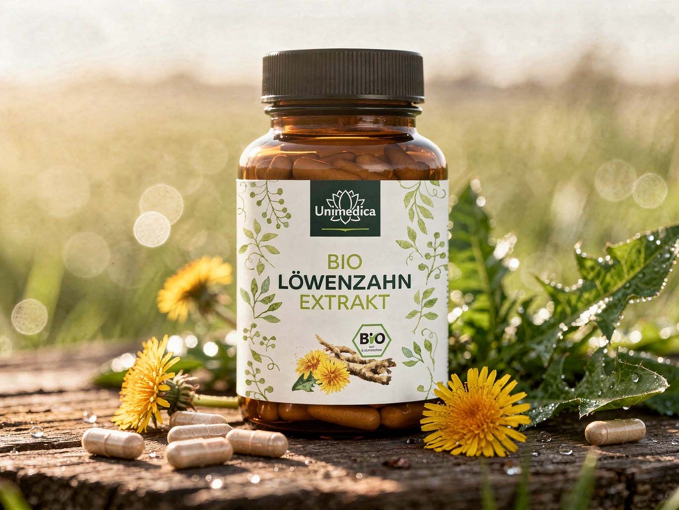 Bio Löwenzahn Extrakt - 500 mg pro Tagesdosis (1 Kapsel) - 120 Kapseln - von Unimedica