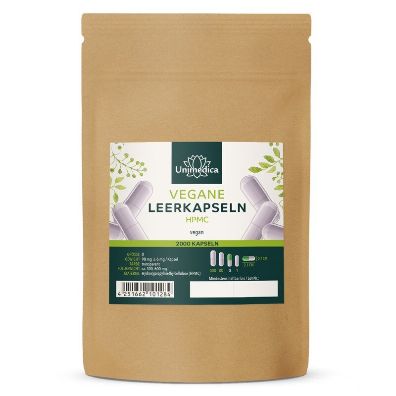 Gélules vides - HPMC - taille 0 - transparent - vegan - 2.000 pièces - de Unimedica