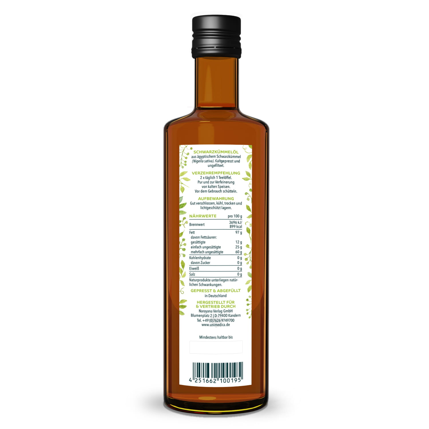 Schwarzkümmelöl ungefiltert - 1.000 ml - von Unimedica