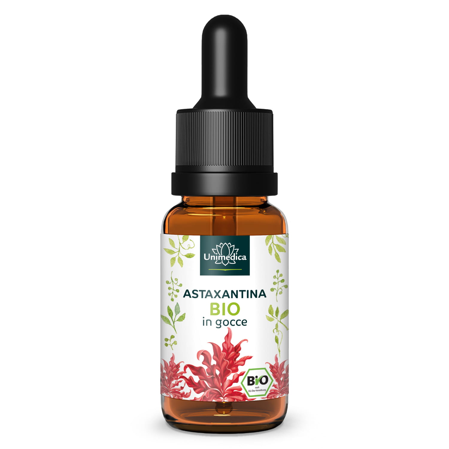 Gocce di astaxantina biologica - 4 mg per dose giornaliera (10 gocce) - 30 ml - di Unimedica