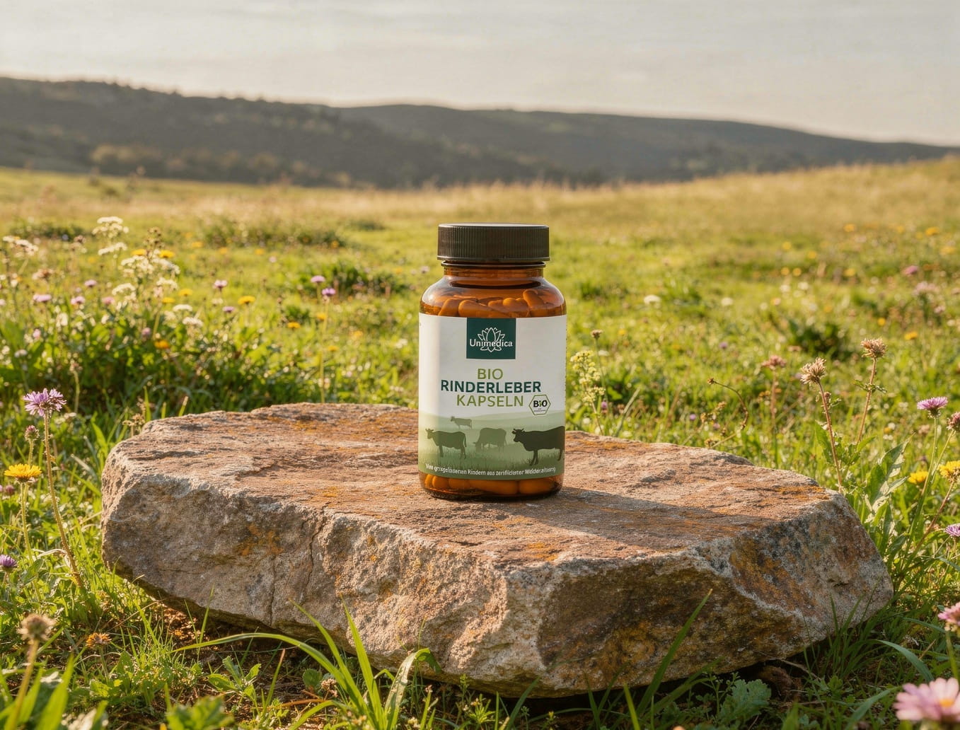 Gélules de foie de bœuf bio – issues de bovins nourris à l'herbe – 240 gélules – Unimedica