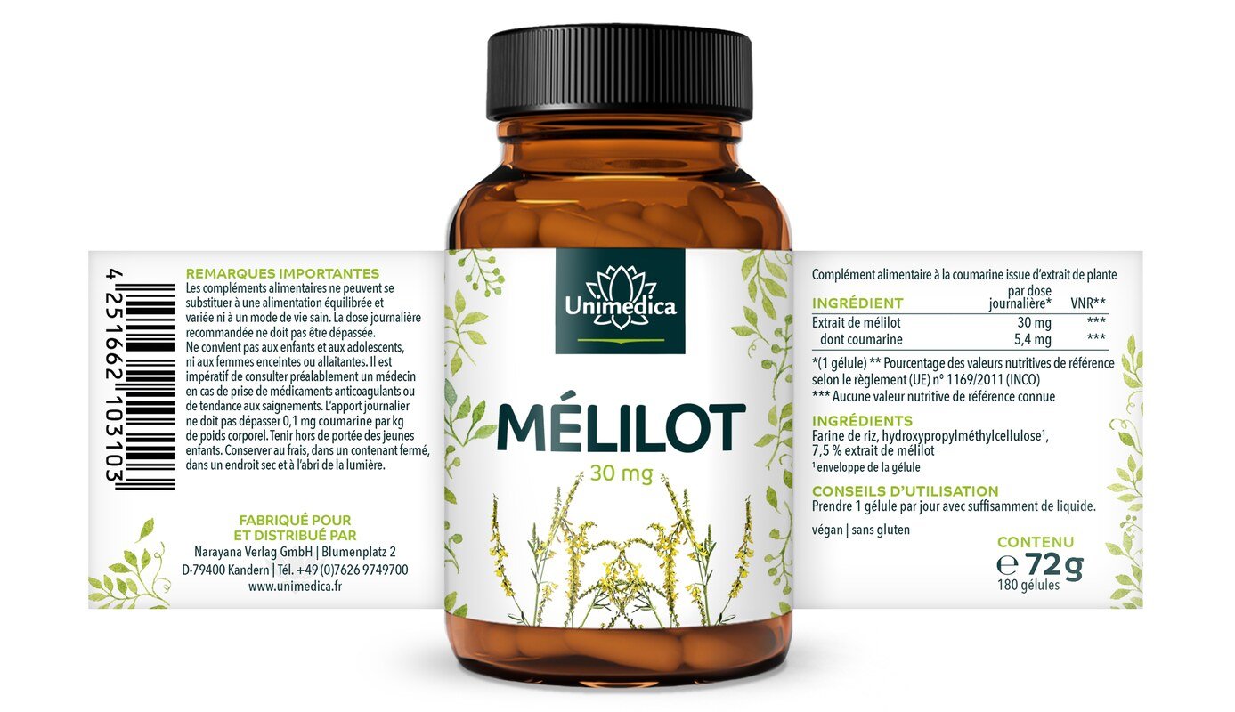 Extrait de mélilot à 18 % de coumarine - 180 gélules - par Unimedica