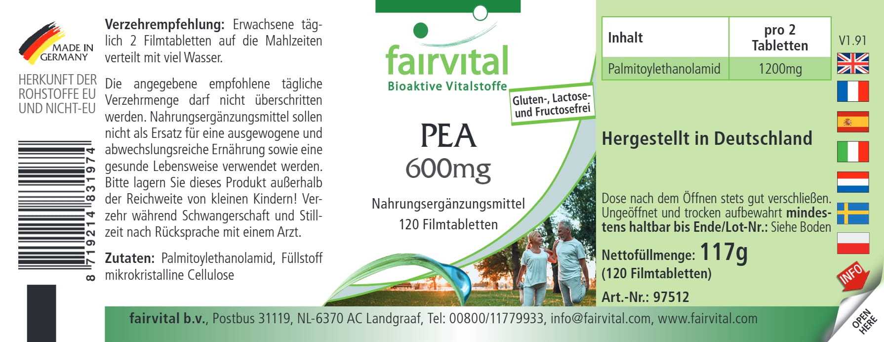 PEA 600 mg - Fairvital - 120 comprimés
