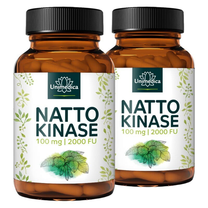Set: Nattokinase - 100 mg / 2000 FU per daily dose (1 capsule) - 2 x 120 capsules - by Unimedica