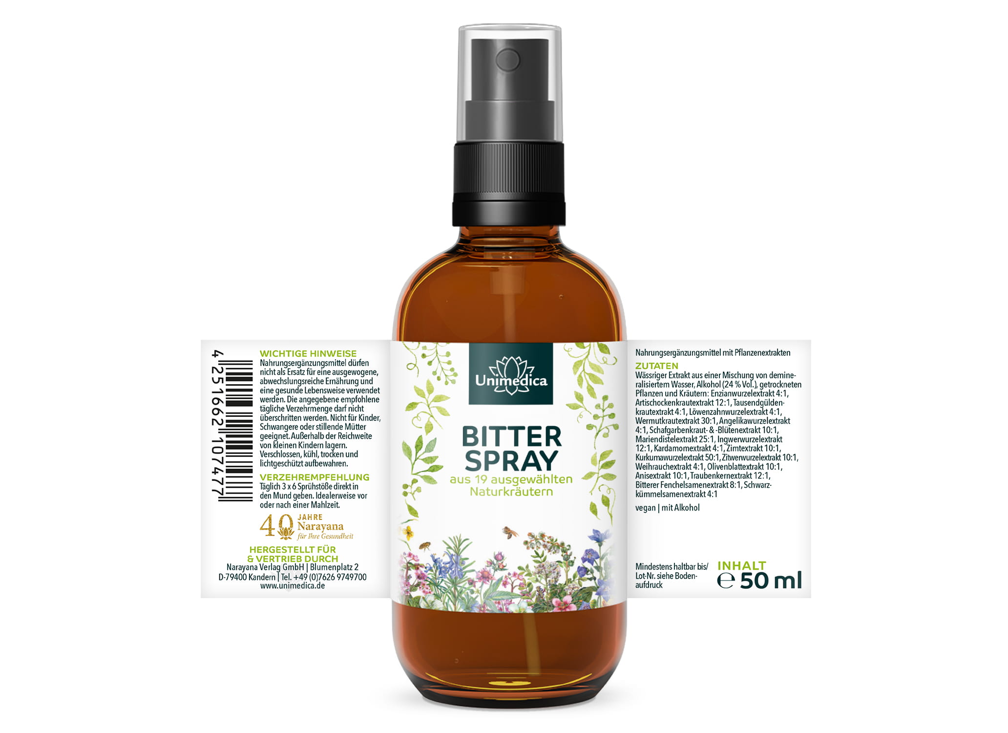 Bitterspray - aus 19 ausgewählten Naturkräutern - 50 ml - von Unimedica