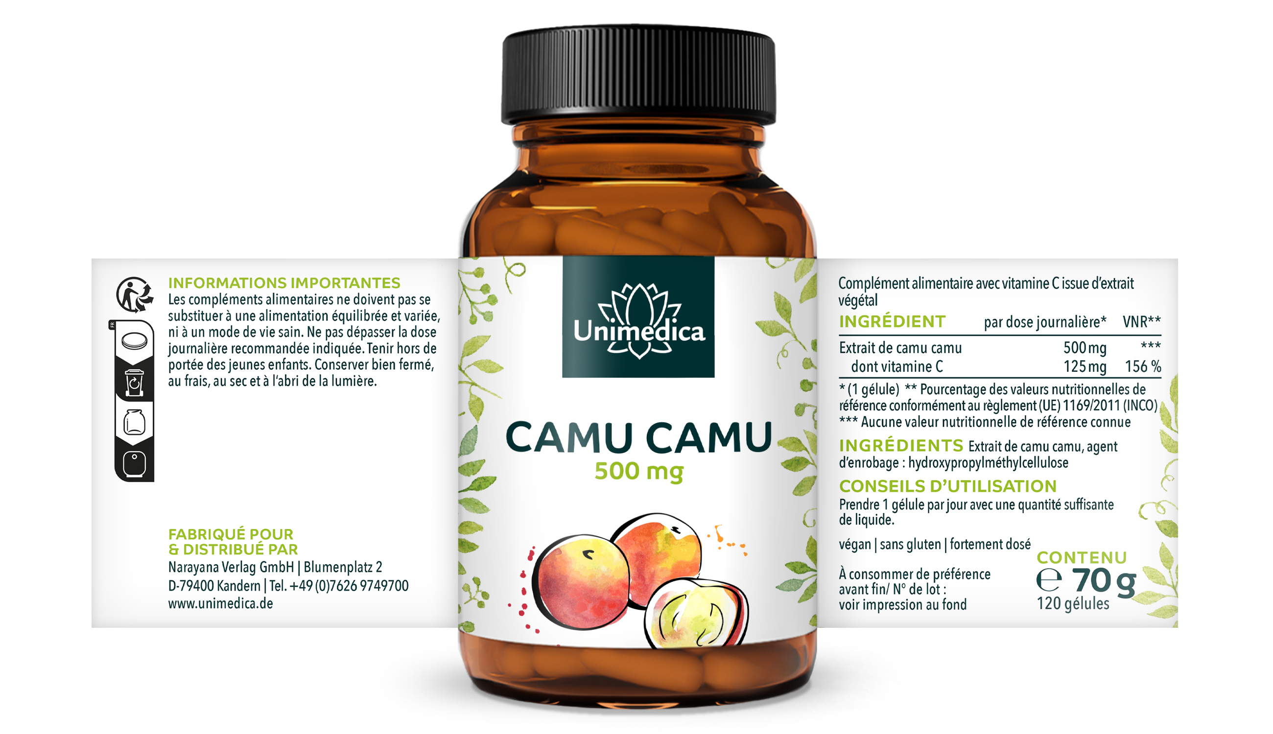 Extrait de Camu Camu  hautement dosé - 120 gélules - Unimedica