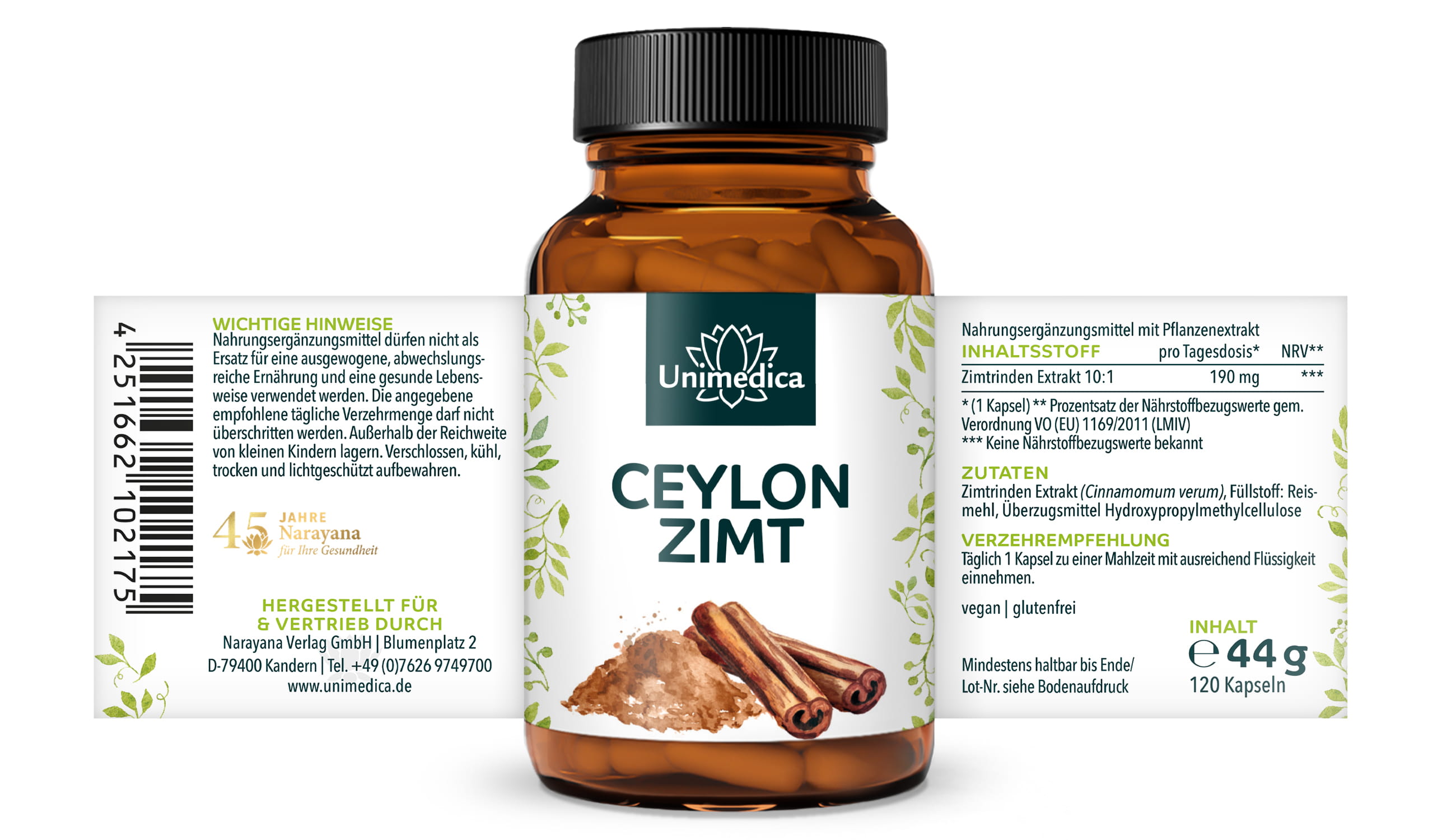2er-Sparset: Ceylon Zimt Extrakt 10:1 - 2 x 120 Kapseln - von Unimedica