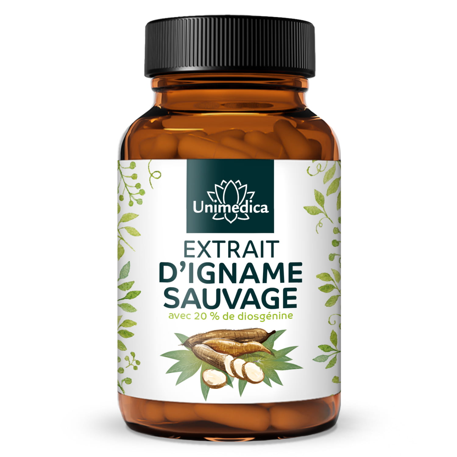 Extrait d'igname sauvage - 880 mg par dose journalière (2 gélules) - 20 % de diosgénine - 180 gélules