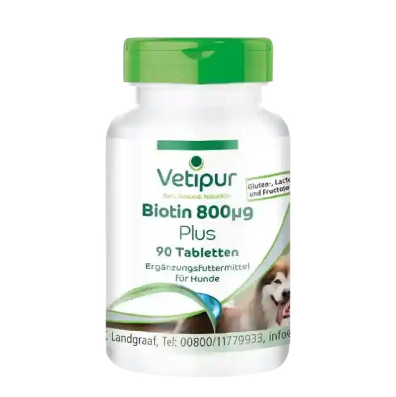 Biotin 800 μg Plus für Hunde - Vetipur - 90 Tabletten
