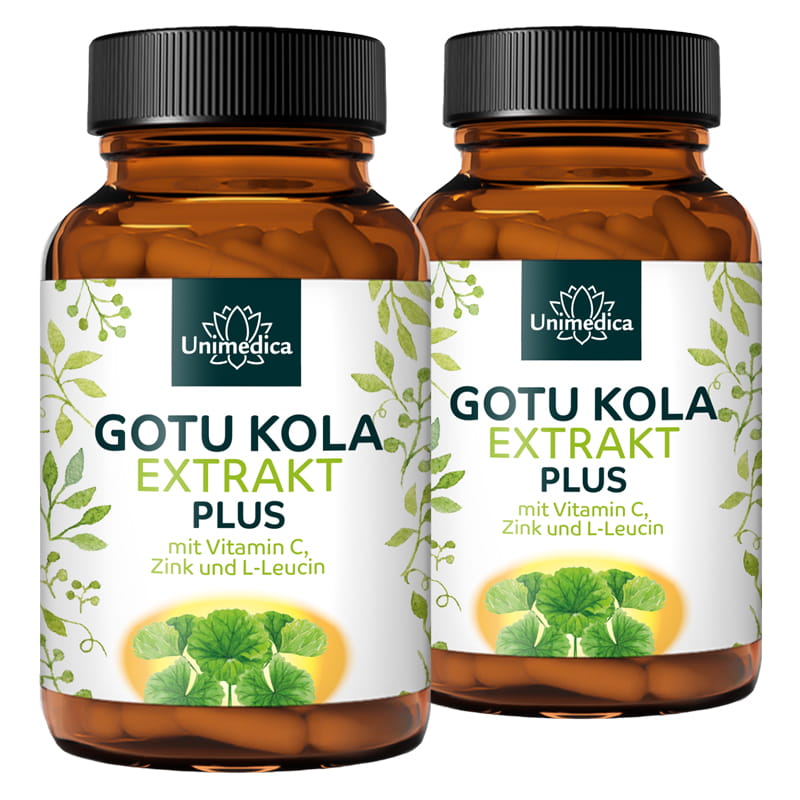 2er-Sparset: Gotu Kola Extrakt Plus - mit Vitamin C, Zink und L-Leucin - 2 x 120 Kapseln - von Unimedica