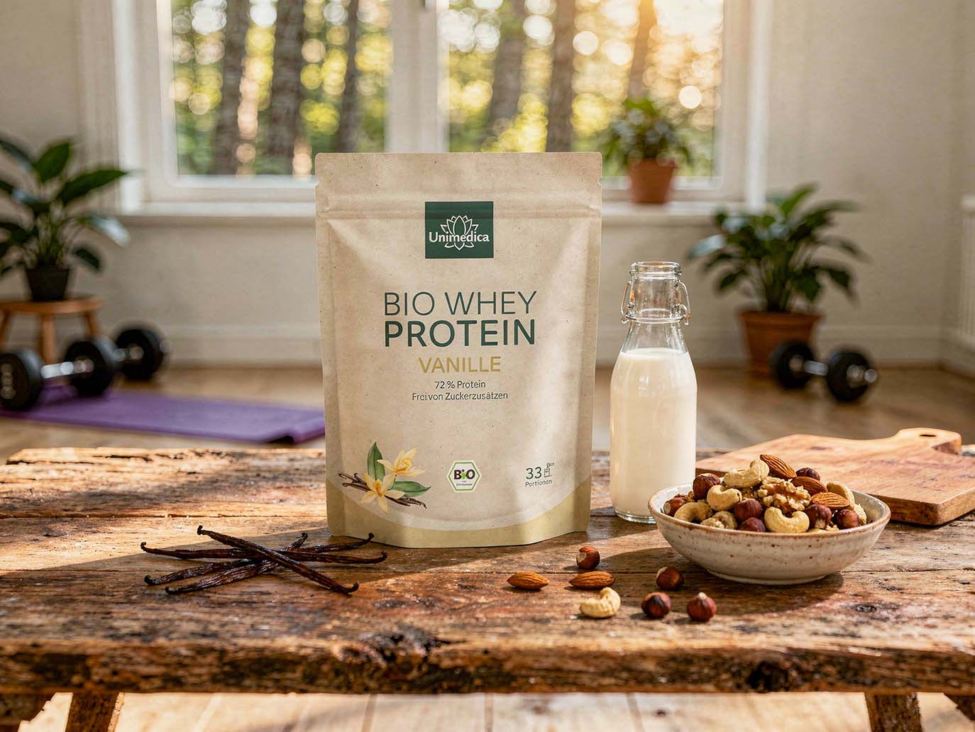 Bio Whey Protein - Vanille - 72 % Protein - 1 kg - von Unimedica