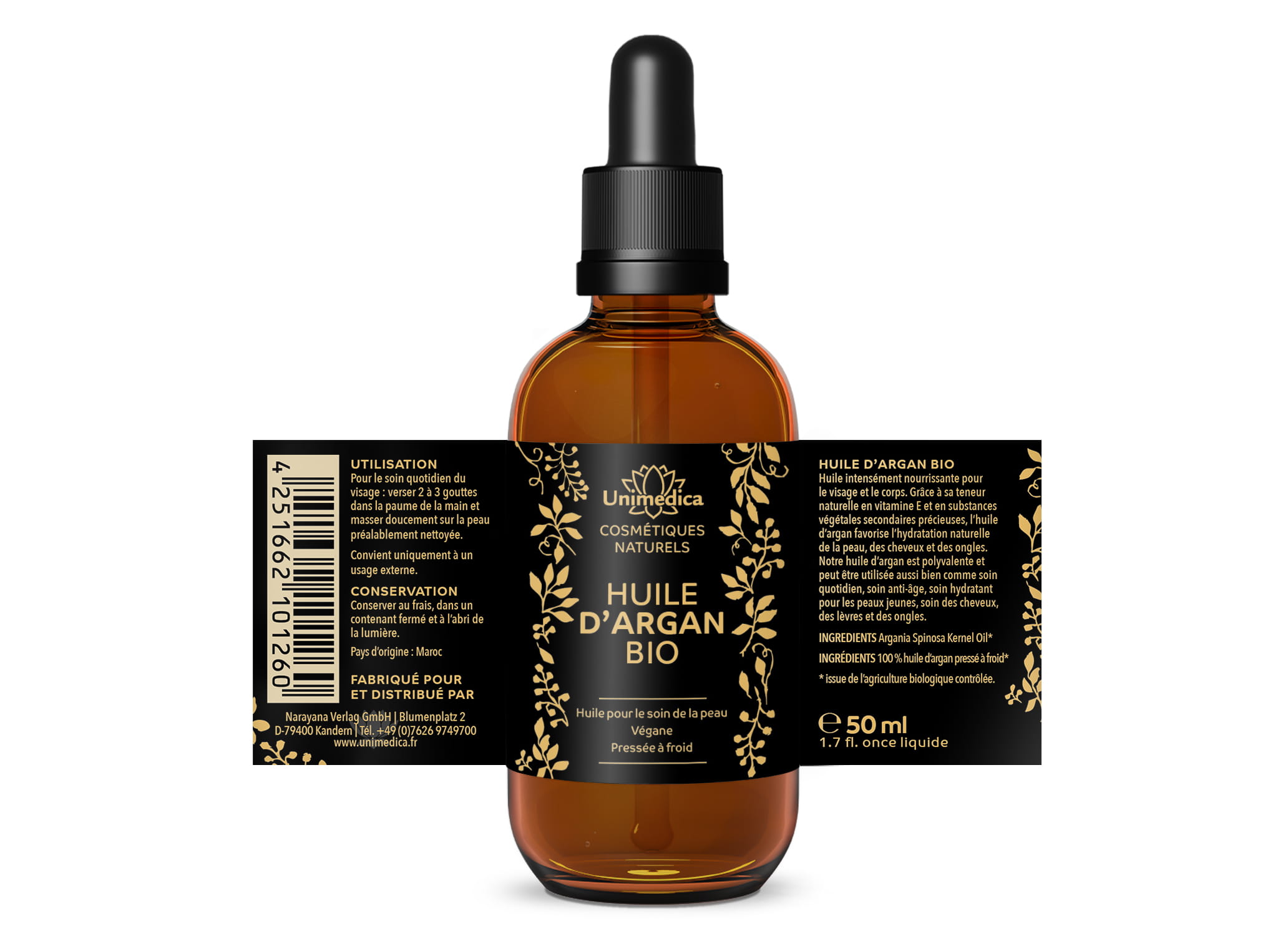 Lot de 2: Huile d'argan bio - 2 x 50 ml - par Unimedica