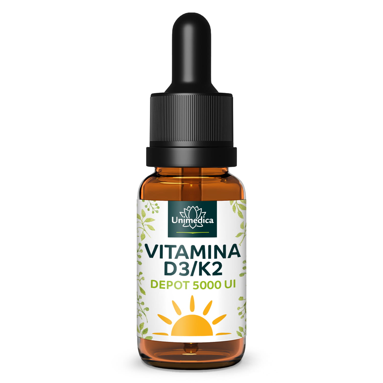 Vitamina D3/K2 5000 UI - a rilascio prolungato - K2VITAL® - 125 µg D3 e 100 µg K2 per dose di 5 giorni (1 goccia) - 10 ml - di Unimedica