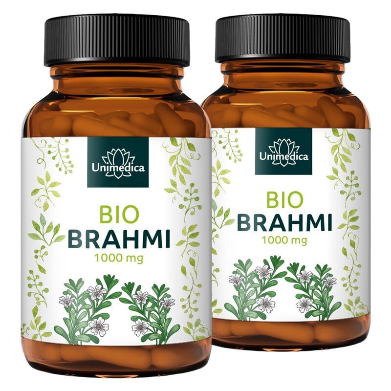 2er-Sparset: Bio Brahmi - 1.000 mg pro Tagesdosis (2 Kapseln) - 2 x 150 Kapseln - von Unimedica