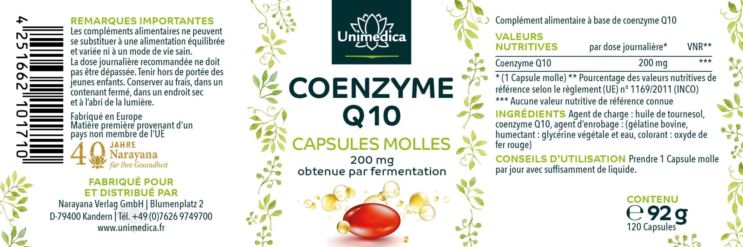 Coenzyme Q10 - 200 mg - 120 capsules molles - Unimedica
