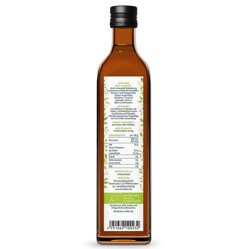 2er-Sparset: Bio Hanföl  500 ml (2x 250 ml) - von Unimedica