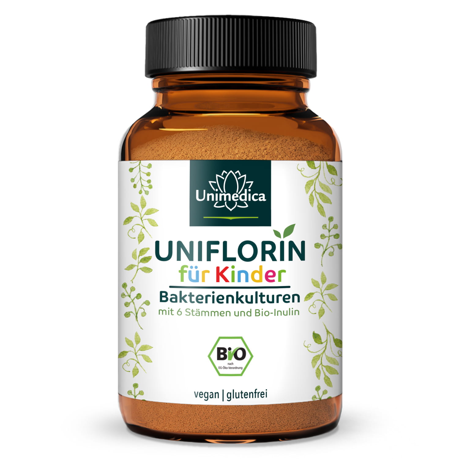 Uniflorin für Kinder - Bakterienkulturen mit 6 Stämmen und Bio-Inulin - 48 g Pulver - von Unimedica