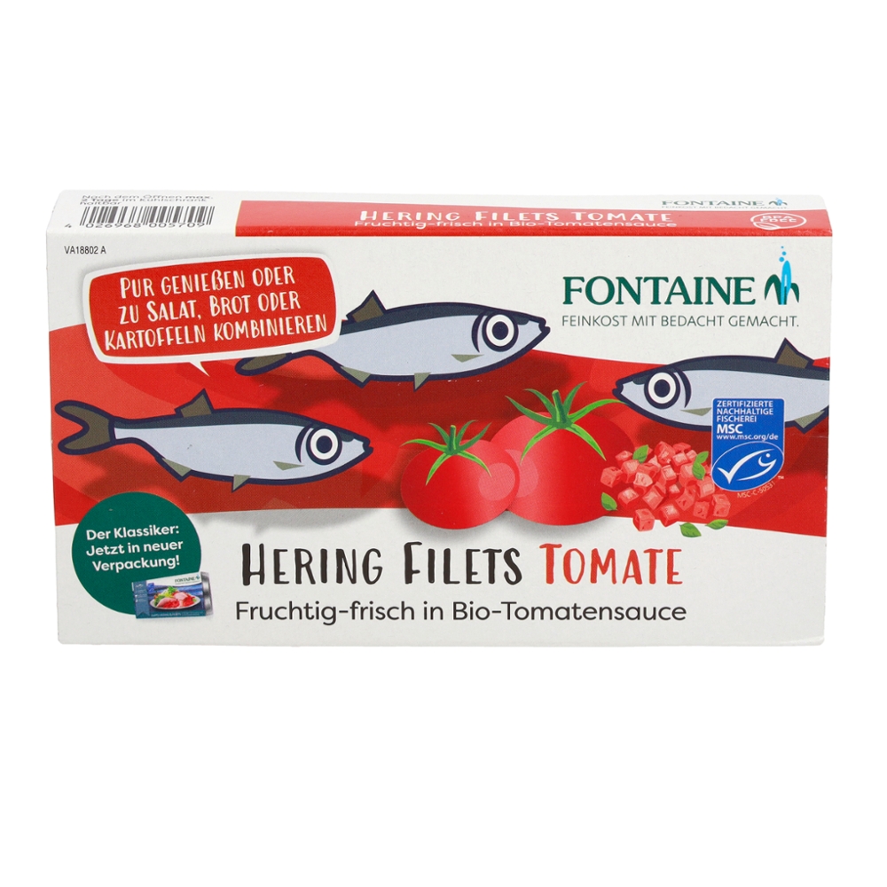 Heringsfilets in Bio-Tomatencreme mit Tomatenstücken - Fontaine - 200 g