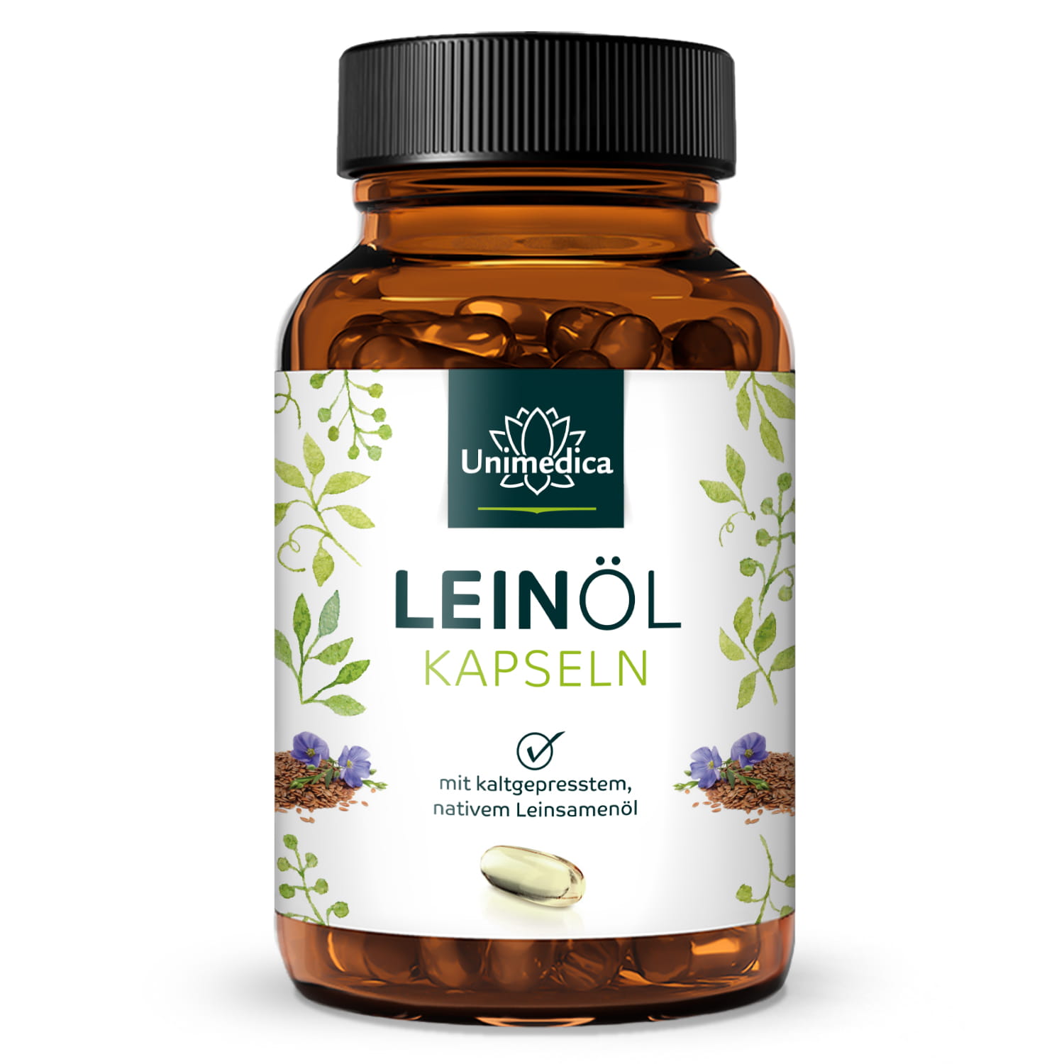 Huile de lin aux acides gras oméga végétaux 3-6-9  1 000 mg - 120 capsules molles - Unimedica